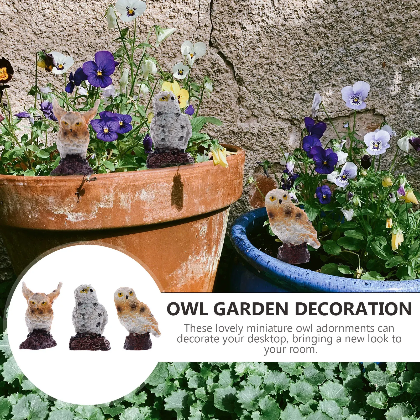 

Owl Desktop Miniature Ornament Premium Resin Garden Decoration Micro Landscape Supplies Cute Small Desktop Decor