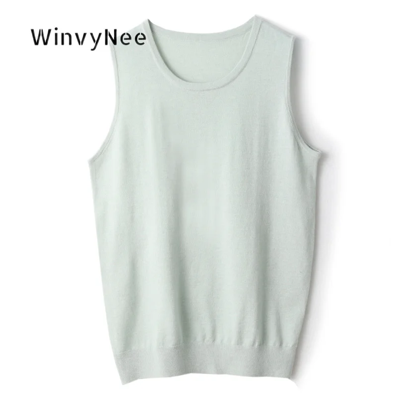 WinvyNee Women Solid Fine Worsted Wool Vest Sleeveless Camisole Fashion Slim Warm Knit Tops Autumn Winter Daily Wear ZC1497007