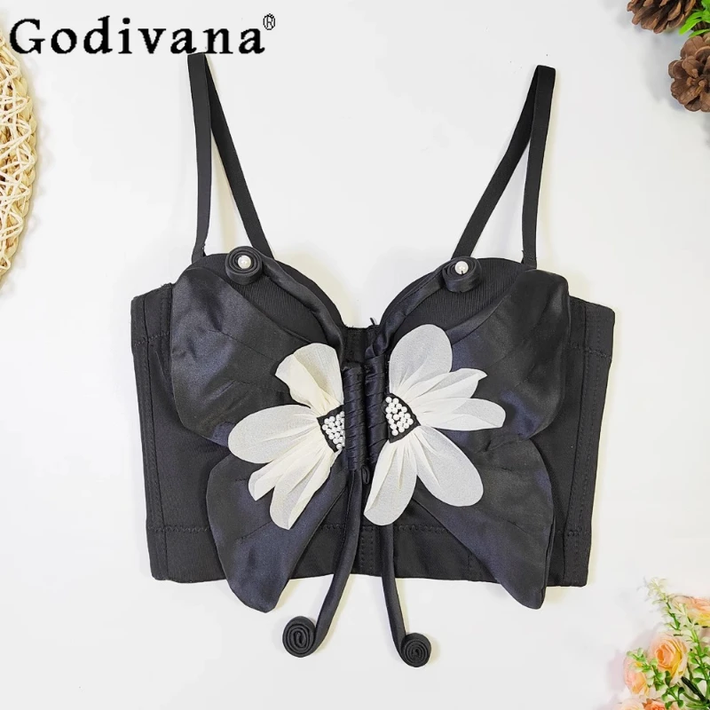 

Three-dimensional Butterfly Fish Bone Outer Wear Short Sling Vest Girl Spring Summer European American Versatile Bottoming Top
