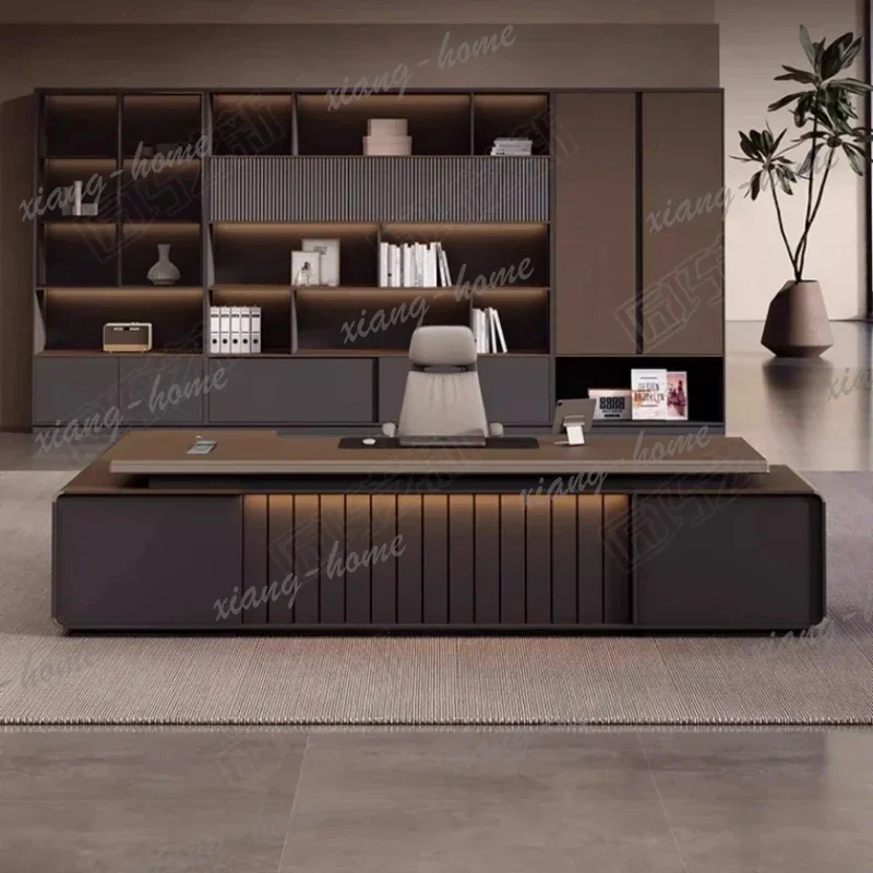 LJY Luxury Executive Desk 3000mm Large CEO Office Desk with Password Lock E1 Grade Environmental Board Manager Workstation furni