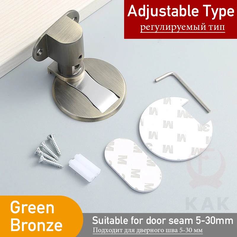 KAK Verstellbarer Türstopper, stanzfreier magnetischer Türstopper, Zinklegierung, Antikollisions-Türhalter, versteckter Türstopper, Türbeschläge