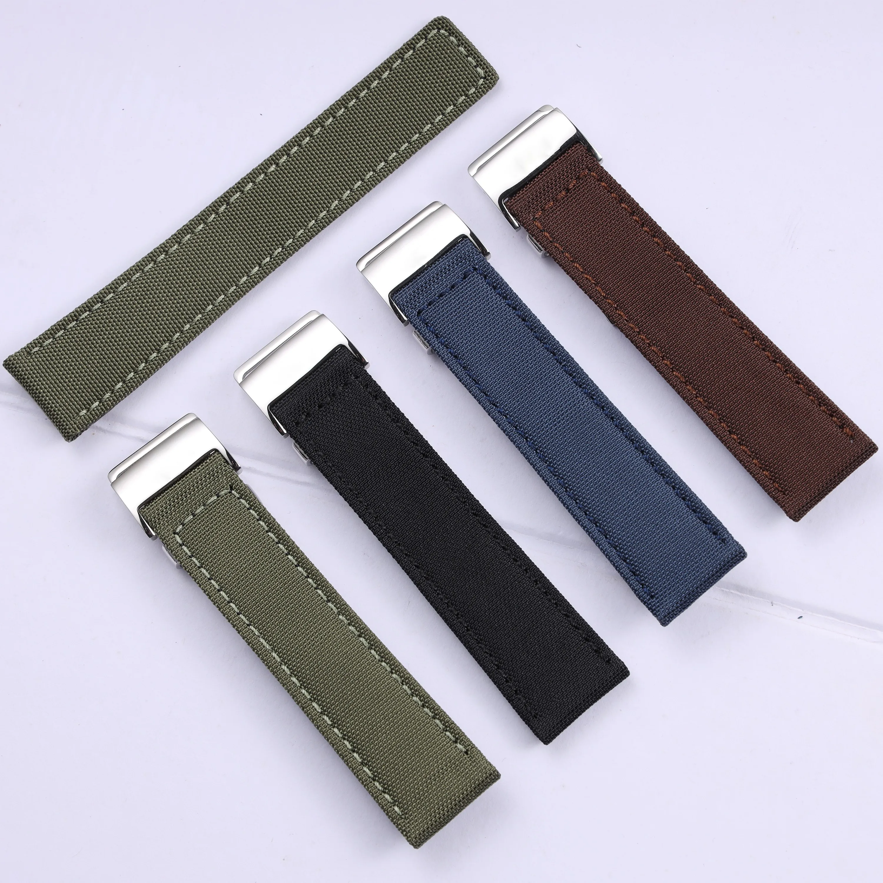 

Nylon Leather Watchband 24 22mm For Breitling Strap Avenger Superocean Heritage Wrist Band Canvas Bracelet Safety Buckle Belt