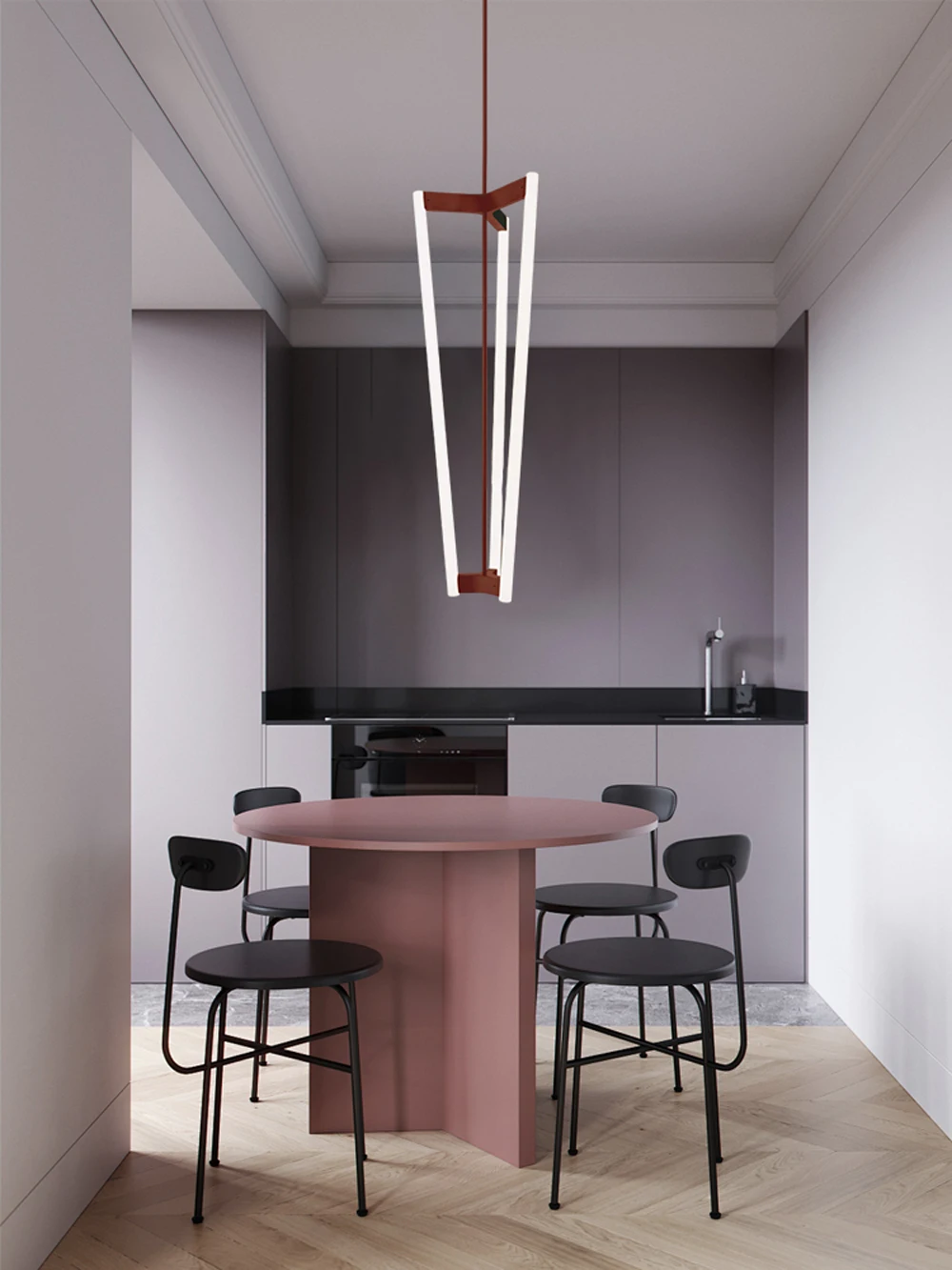 Home Geometric Black Brass LED Pendant Light Hanging Dinning