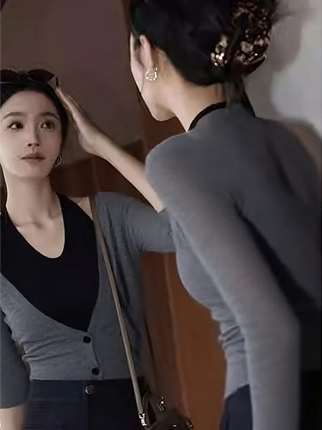 Faionable Long Sve V-Ne Knitwear Dames Herfst Winter Bovenkleding Top Casual Sle Stand Fit Hoge taille Ontwerp