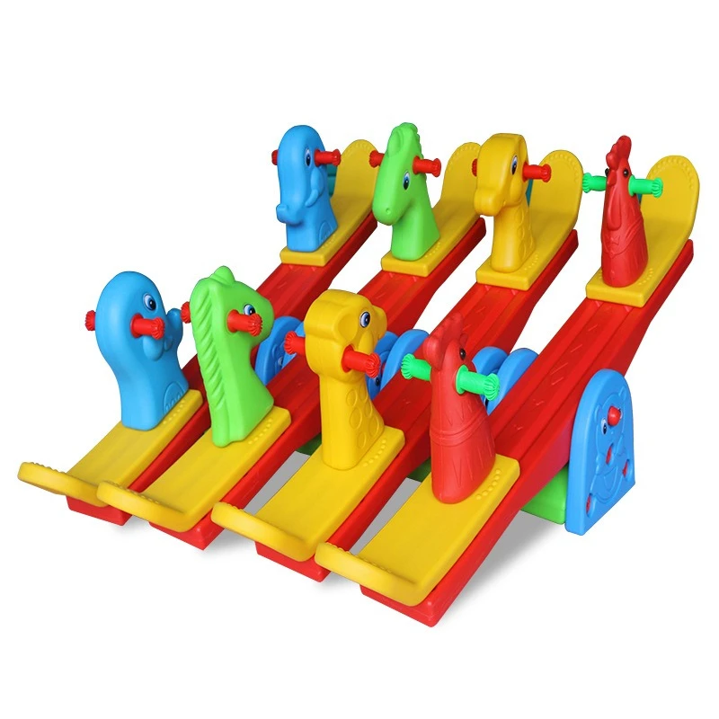 

Seesaw kindergarten playground community children indoor outdoor double plastic facilities rocking wooden horse rocking board