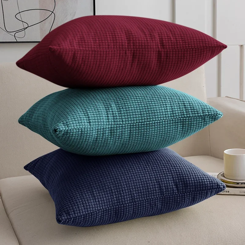 40x40 45x45 50x50 Solid Color Jacquard Pillow Cover for Sofa Office Waist Cushion Cover Home Decorative Pillowcase Decoration