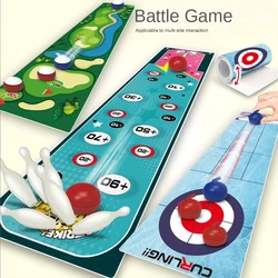 Children Table Games 120x30cm Indoor Leisure Parent-child Game Mat Interactive Game of Bowling Table Curling Ball Football Toys