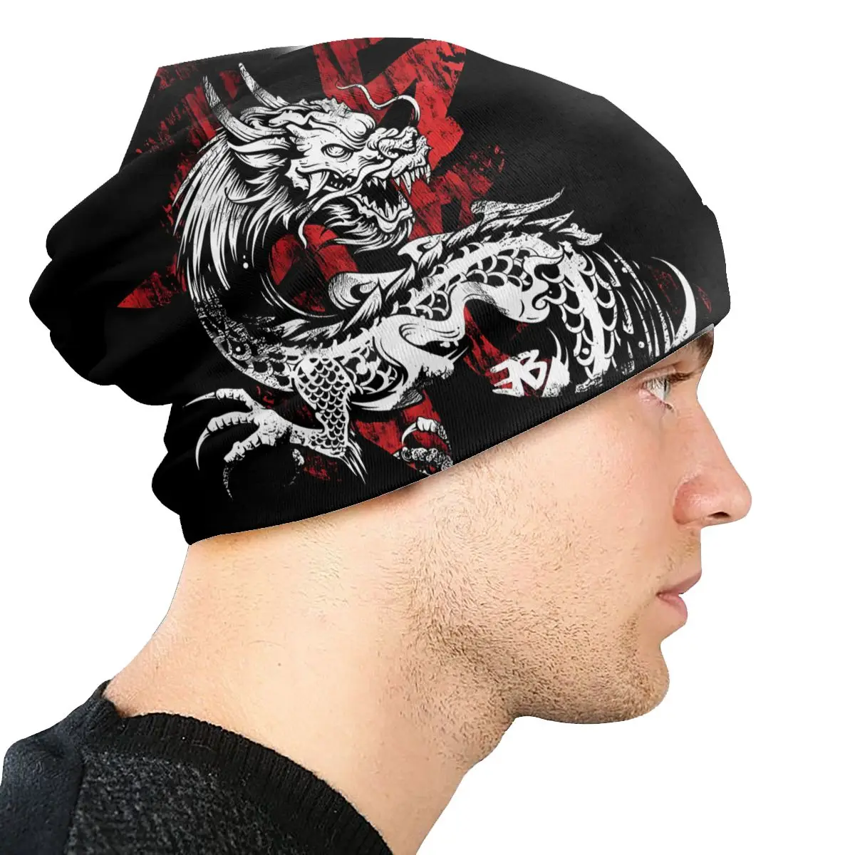 Dragon Kanji Bonnet Homme Fashion Thin Hat Japanese Dragon Art Tattoo Skullies Beanies Caps For Men Women Novelty Fabric Hats