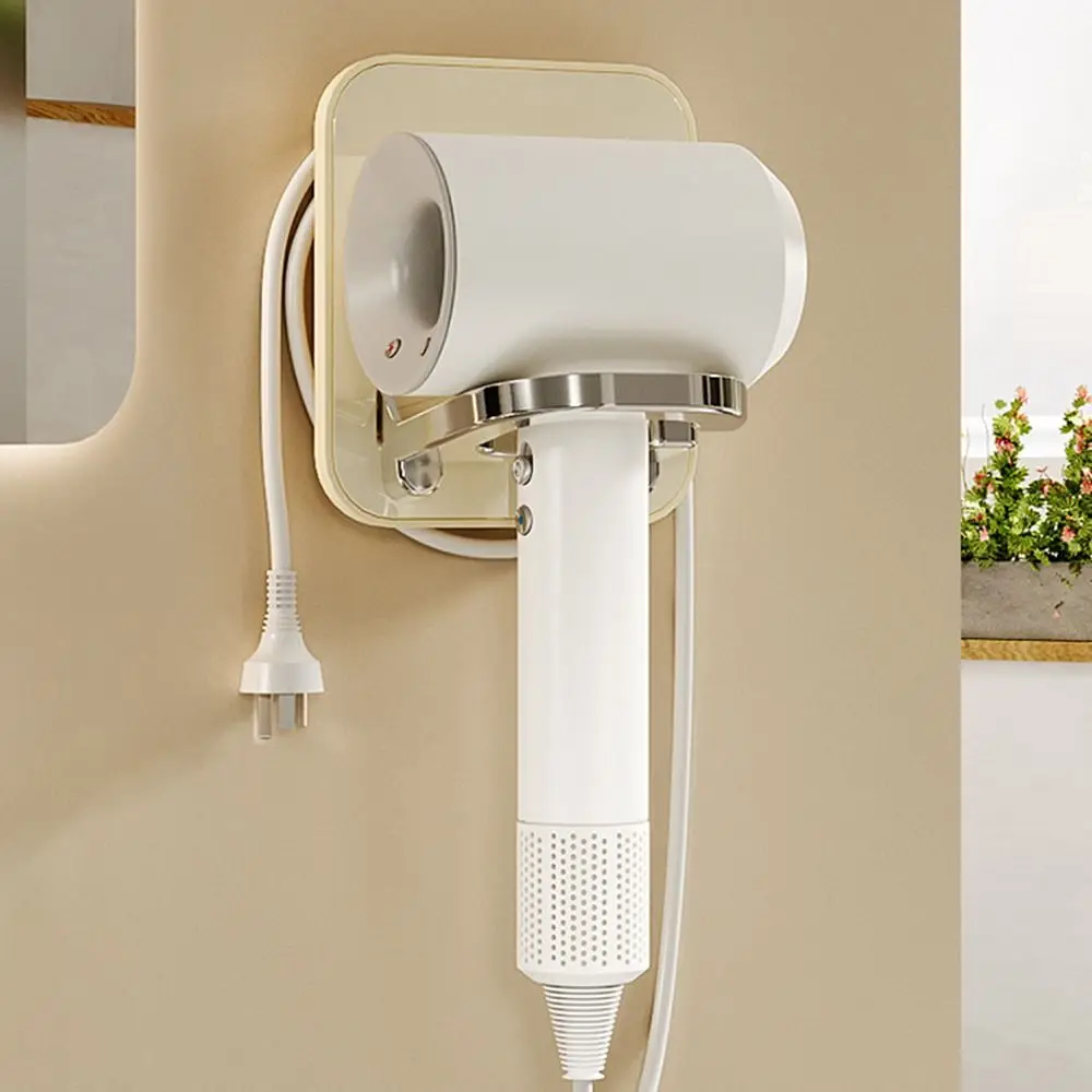 Wall Mounted Foldable Hair Dryer Holder Plug&Cord Organizer Space Saving Blow Dryer Stand Easy To Install Self Adhesive