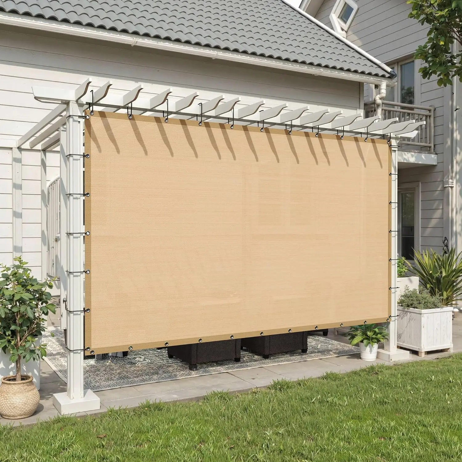 90% Shade Cloth 810 FT with Grommets, Outdoor Sun Shade Cloth UV Block Shade Fabric for   , Backyards, Carport, Garden, Whe