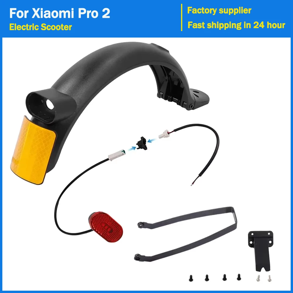 Juego de guardabarros de rueda trasera para patinete eléctrico Xiaomi Pro 2, soporte para patinete, luces traseras, ala de guardabarros con luz de matrícula
