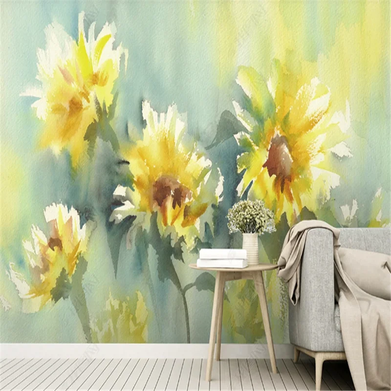 European Watercolor Flower Abstract Mural Wallpaper For Living Room Oil Painting TV Sofa Background Wall Paper Home Decor