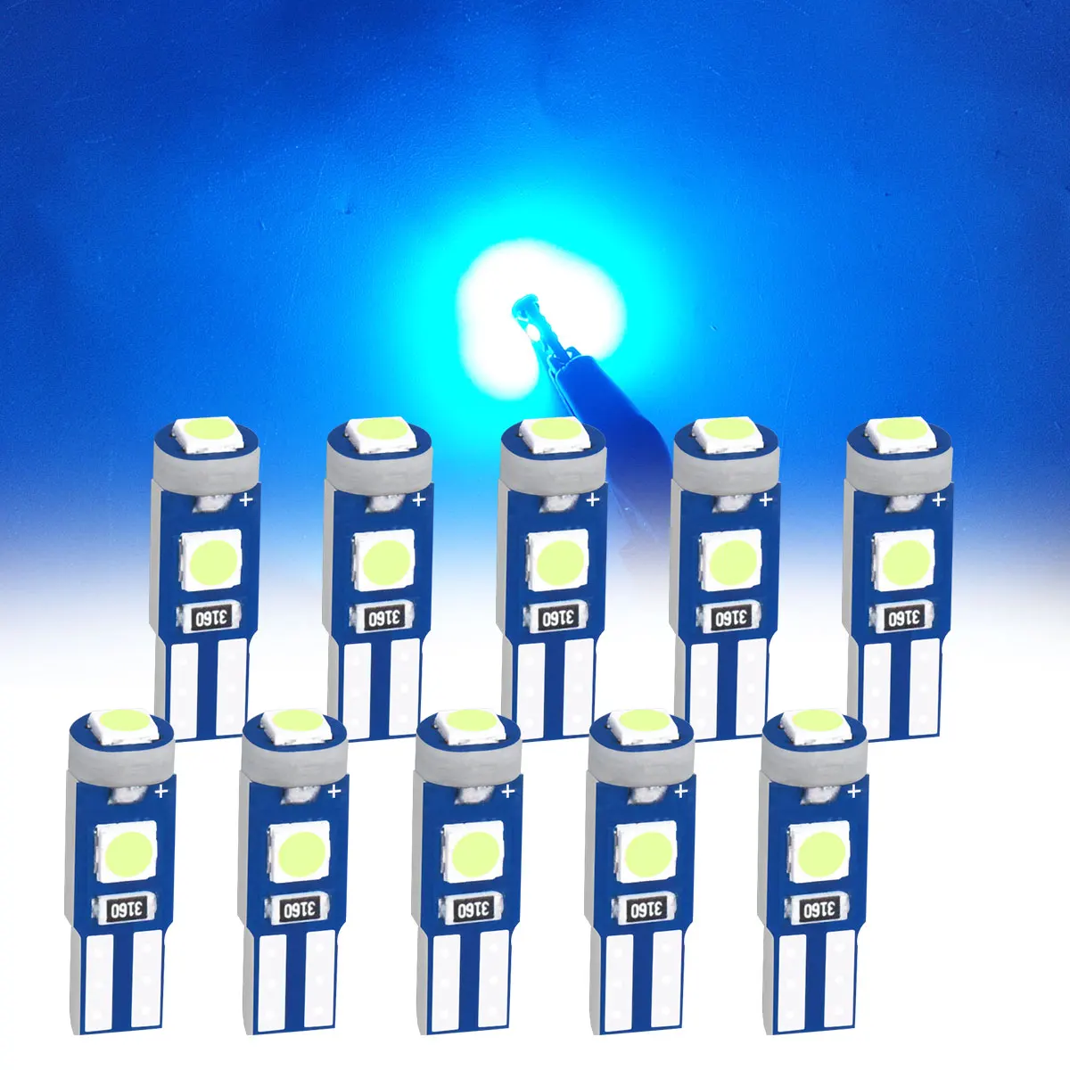 

10/20 шт. T5 W1.2W W2.3W 3030 3-чиповые светодиодные лампы для салона автомобиля, приборной панели, 12В, Plug & Play