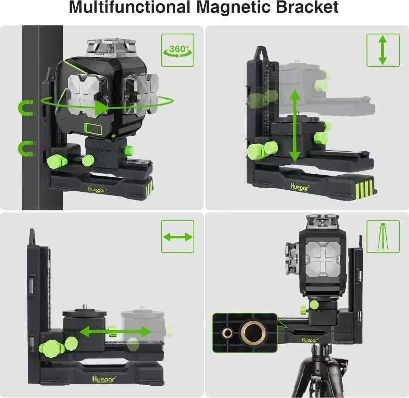 Huepar S03CG 3D 12-poziomowy laserowy ekran LCD z zieloną wiązką z BT, do pomiaru budowy i dekoracji