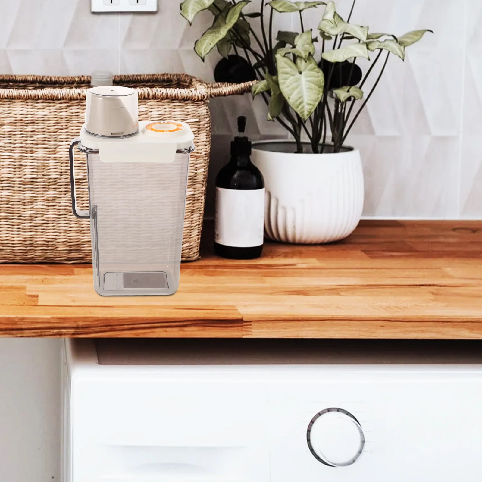 

13.91X6.17Inch Laundry Detergent Dispenser Refillable Transparent Storage Bottle Large Capacity Leak-Proof Reusable Container