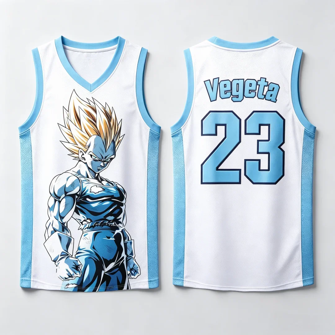 26Dragon Ball Vegeta Super Saiyajin # 23 Basketball-Trikotweste, atmungsaktive Sportbekleidung mit Anime-Motiv, Streetwear für Eltern und Kinder – Detail 10