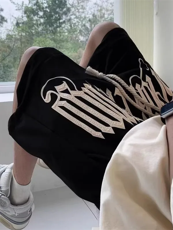 

Retro Baskeall Men's orts Summer Casual Straight Leg Dstring Anti-Wrinkle Comfortable Spor Five-Quarter Length