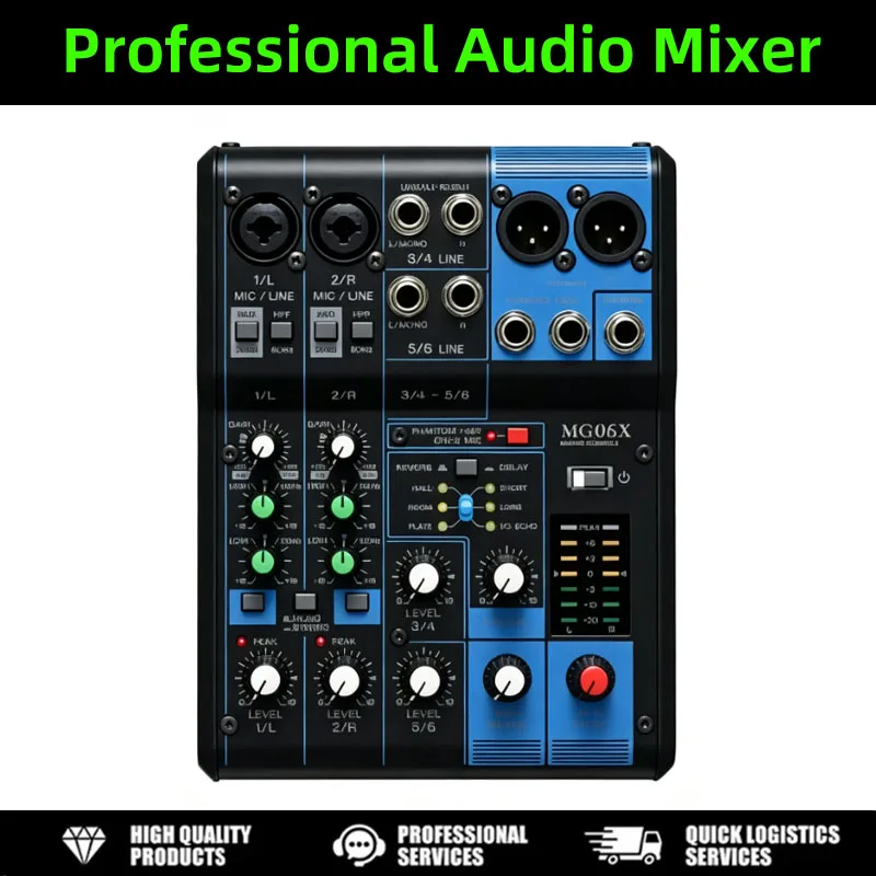 MG06X Mini Mixing Console Portable Professional Stage, Conference, Performance Home Live Streaming Equipment Effect Device