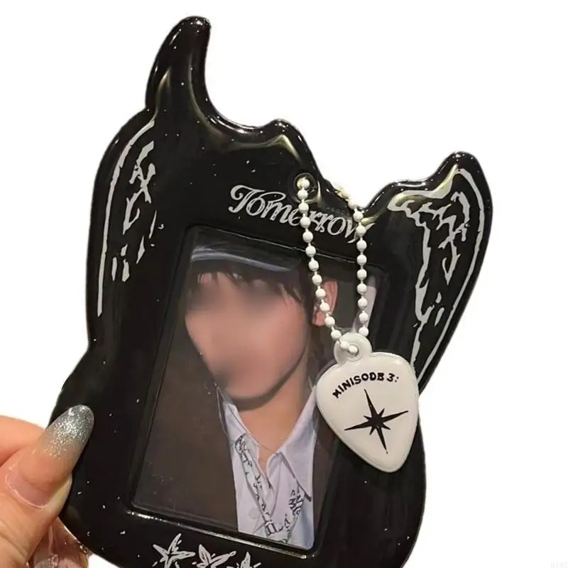 

Guitar Shaped Transparent PVC Card Hold For Photos Accessories Office Desk