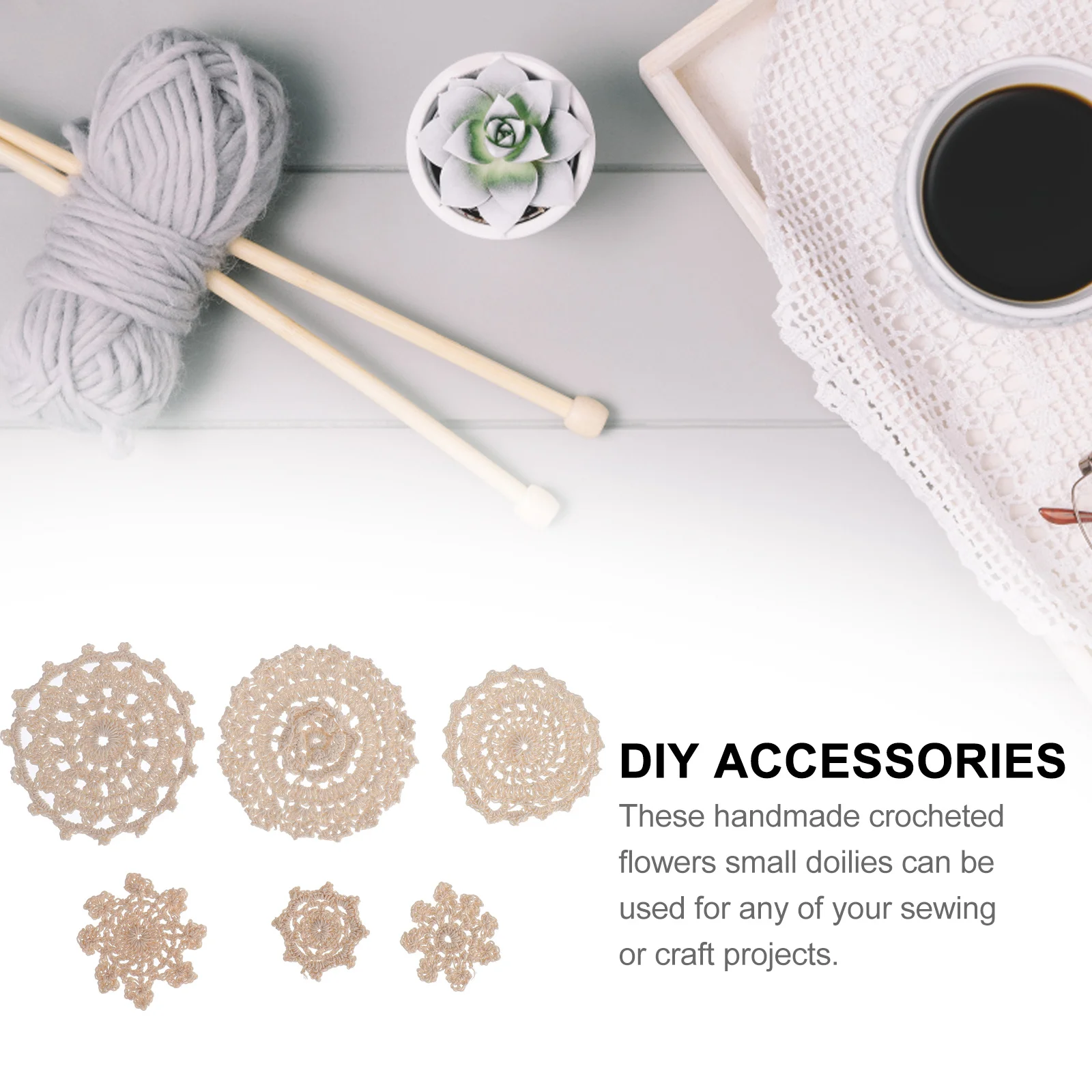 

24Pcs Crocheted Flower Appliques Cotton Knitting DIY Accessories for Sewing Crafts Crocheted Applique Flower Applique