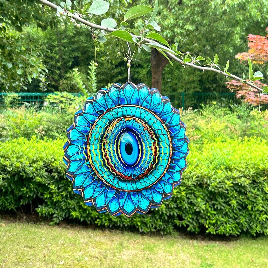 1 Piece Devil's Eye Wind Spinner Creative Outdoor 3D Windmill Wind Chime Garden Terrace Porch Holiday Cottage Tourist Attraction Decoration Hanging Ornament Mother's Day Birthday Housewarming Gift