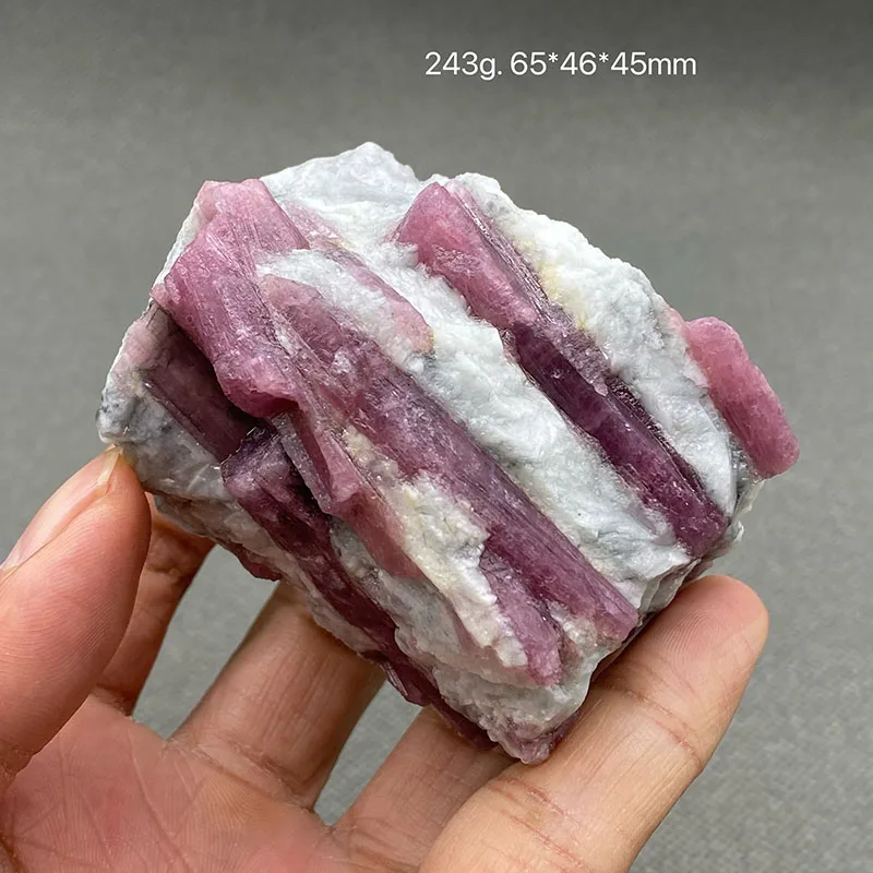 

100% natural pink tourmaline rough healed crystal quartz ore specimen