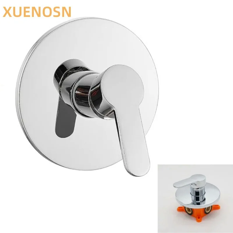 Electroplated All-copper Concealed Shower Faucet, Single-function Wall-type Circular Pre-embedded Box Tee Shower Faucet