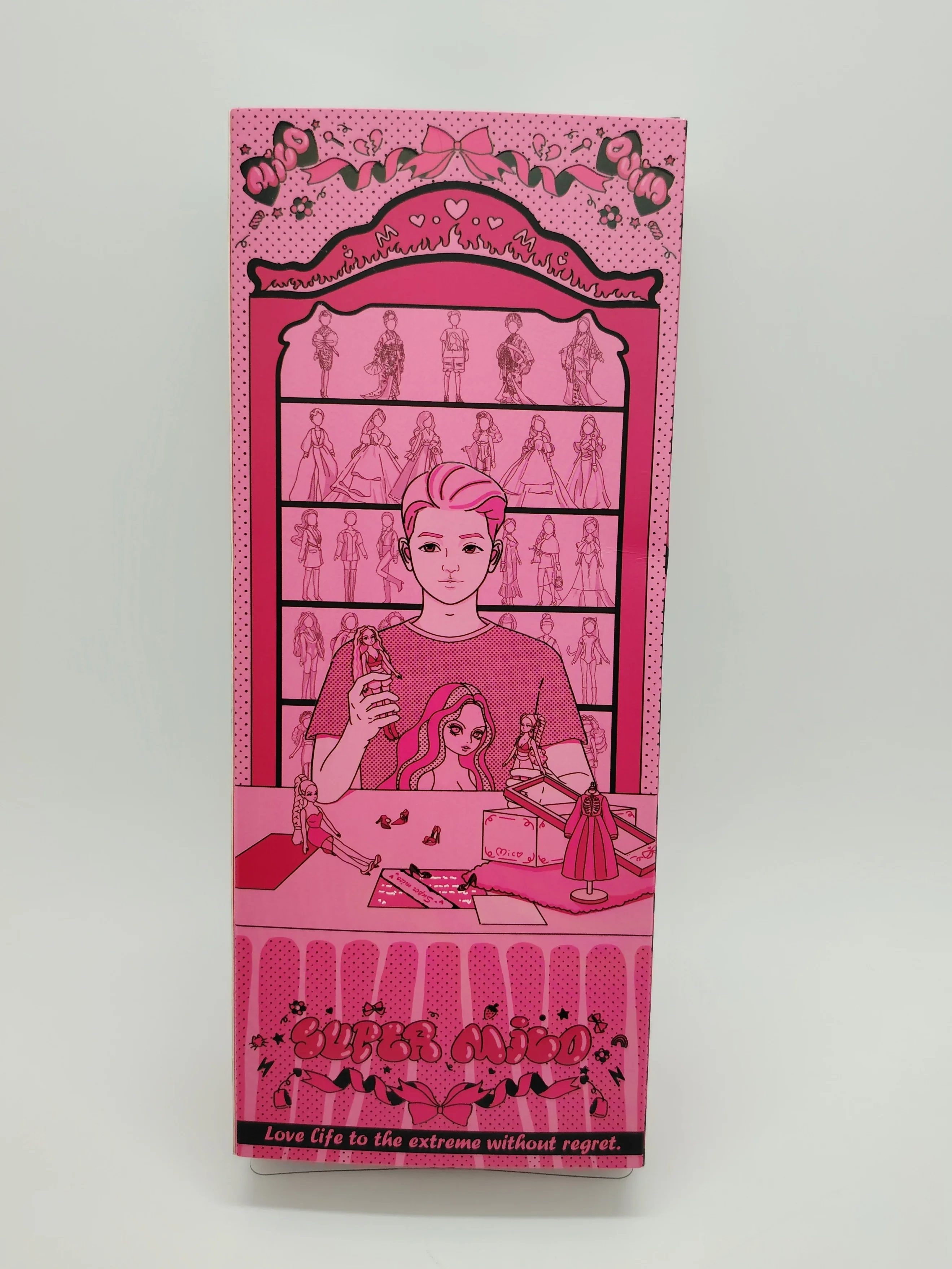 Boneca colecionável Super Mico fofa da moda escala 1/6 com cabelo roxo e conjunto de roupa preta