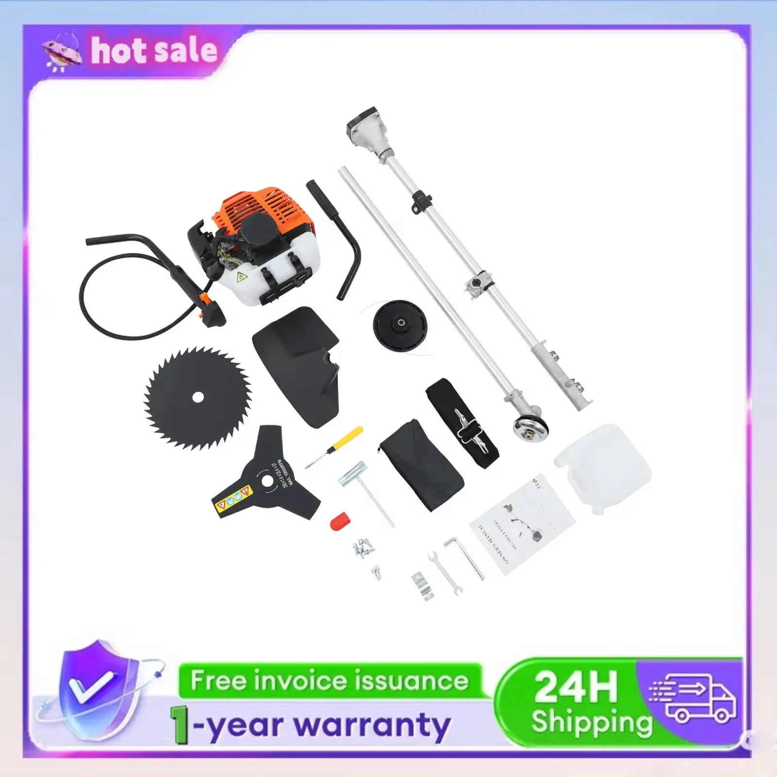 

2-stroke Gas Weed Trimmer 1.25KW Gas Brush Cutter 6500 RPM Multi-function Garden Trimmer and Brush Cutter for Forests/Gardens