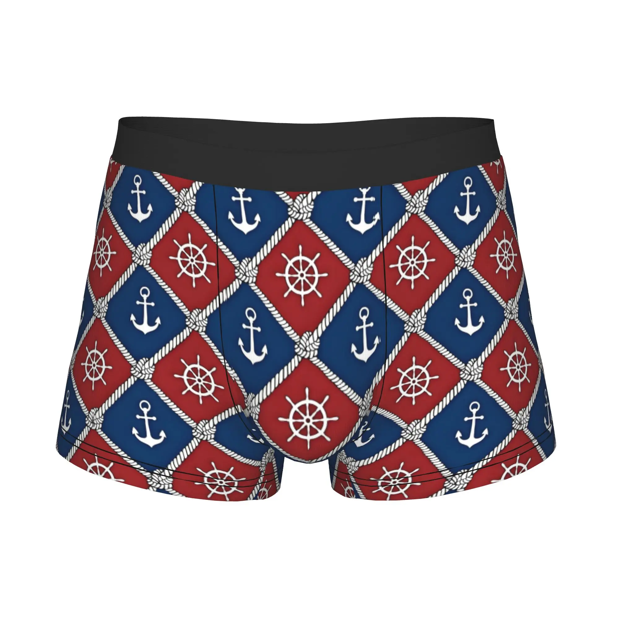 Vintage Nautical  Underwear Male Print Sailor Ropes Boxer Briefs Shorts Panties Breathable Underpants