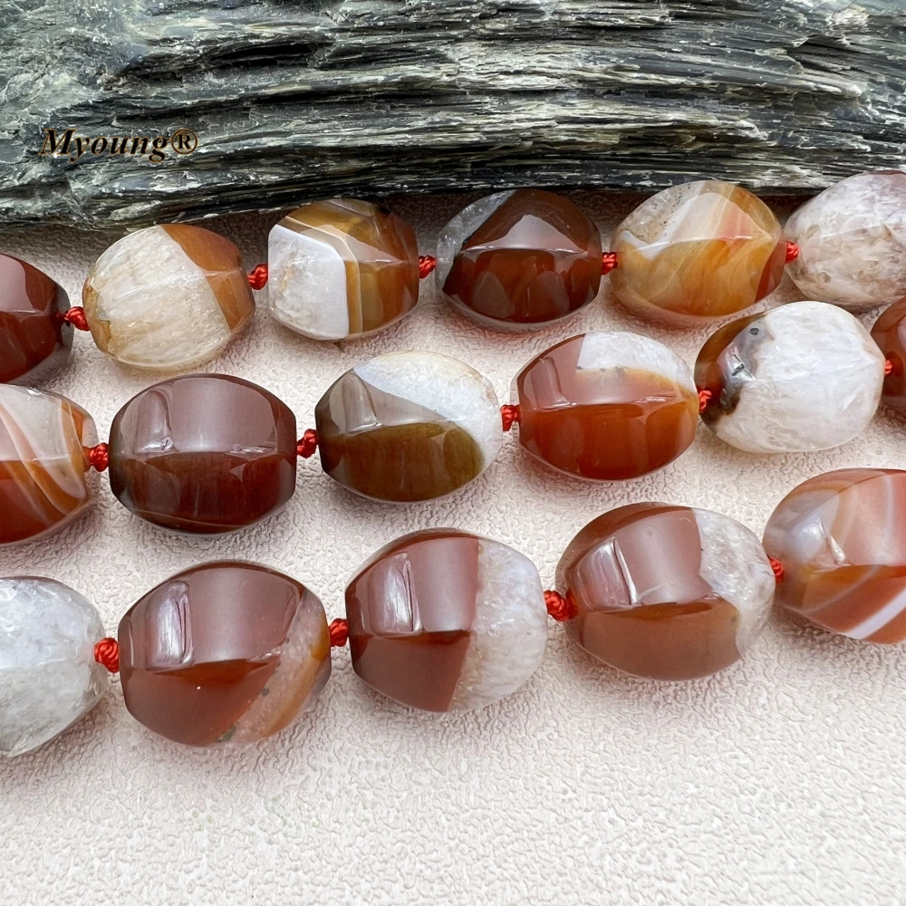 Large Faceted Natural Red Agates Quartz Lantern Nugget Beads For DIY Earring Jewelry Making MY231219