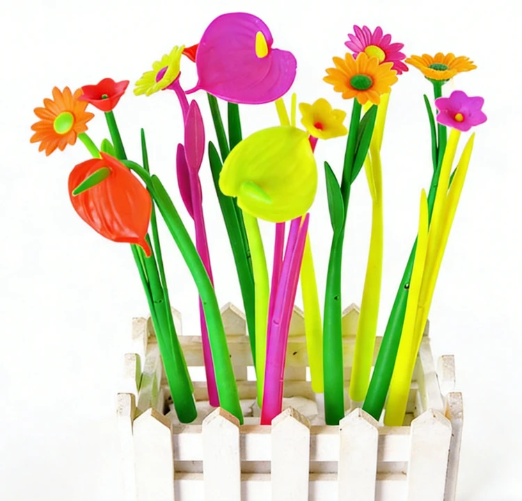 Simulated Plant Flower Soft Rubber Silicone Neutral Pens Stationery Cute,Fountain Pen Small Gift Writing Supplies