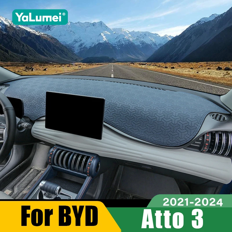 

Для BYD Atto 3 Yuan Plus 2021 2022 2023 2024: Кожаный чехол-накидка на приборную панель электромобиля, противоскользящий коврик, аксессуары