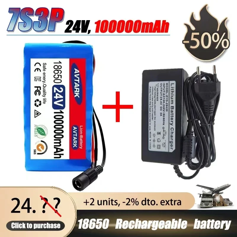 

24V 100000mAh 7S3P 18650 Rechargeable Batteries 24V Lithium Battery Wheelchair Battery 7s3p Battery Pack for Bicycle