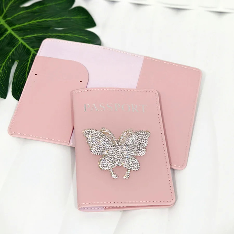 1 Piece Butterfly Star Rhinestones Passport Cover Case Holder Wallet Card Holder Fashion Travel Accessories for Women or Girls