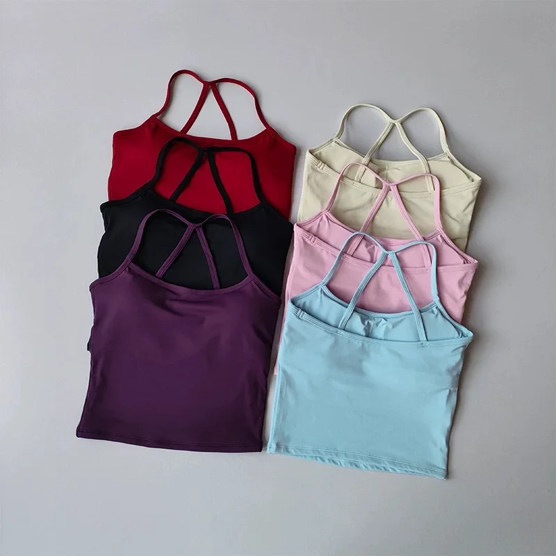 Damen Yoga Tanktop mit eingebauten Polstern, schnelltrocknendes, atmungsaktives Fitness-Top, Sportweste mit schönem Rückendesign für Lauftraining – Detail 15