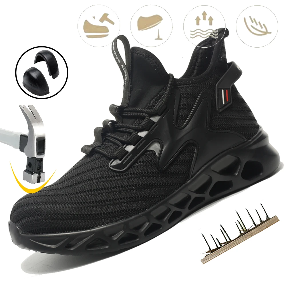 Man Safety Shoes Puncture-Proof Work Sneakers Lightweight Work Shoes Men Steel Toe Shoes Safety Boots Indestructible Shoes