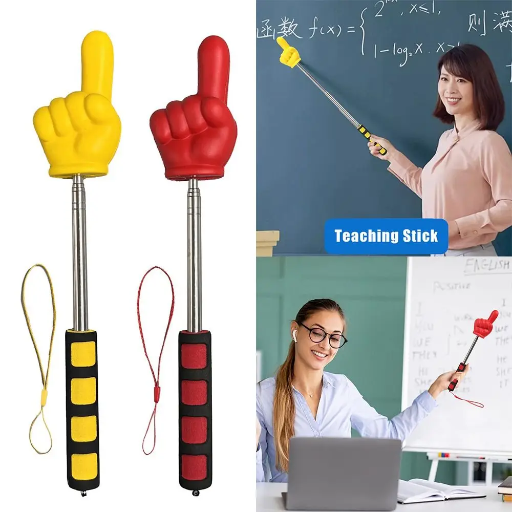 Durable Stainless Steel Finger Reading Sticks Telescopic Rod Finger Design Teaching Stick Whiteboard Hand Pointer Teachers