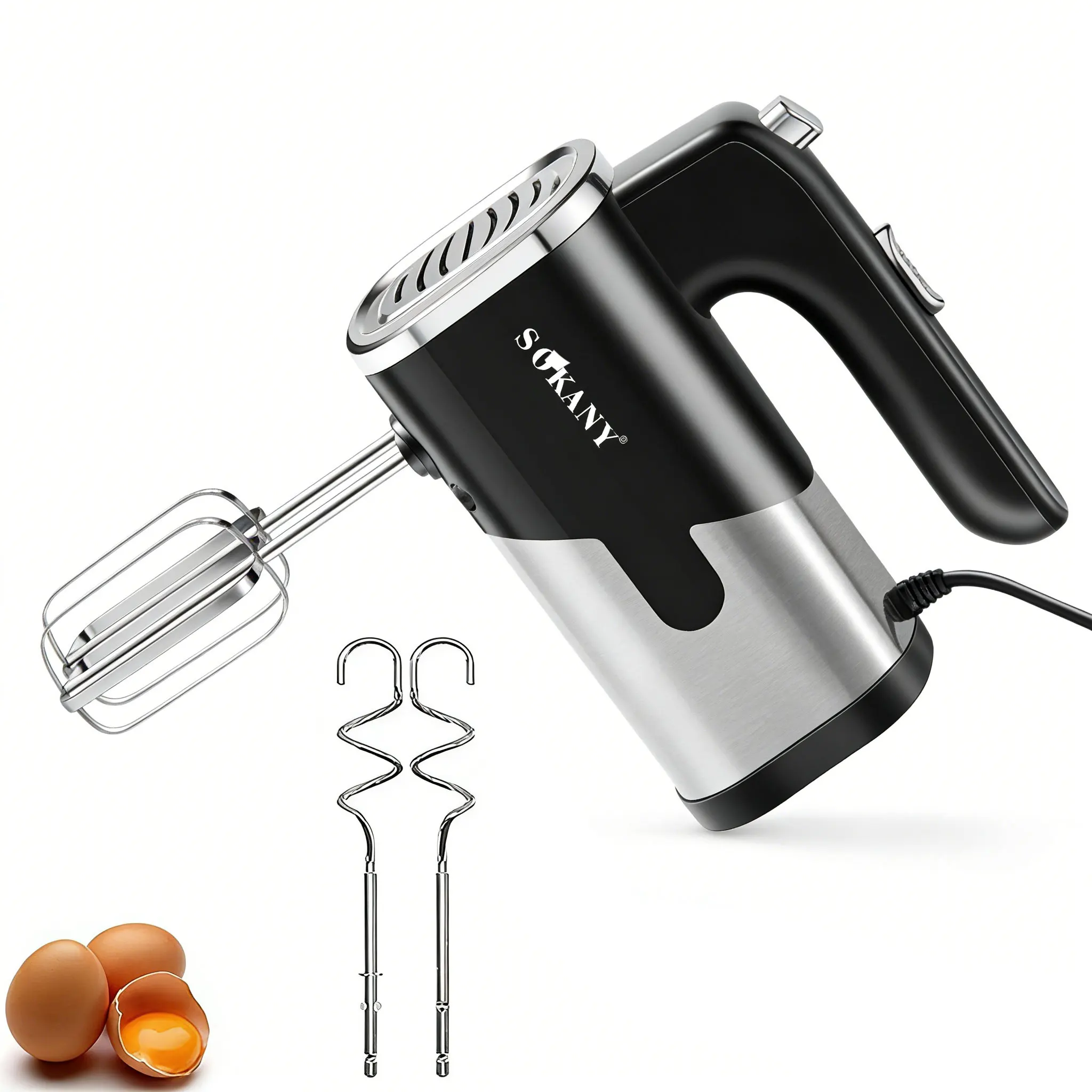 Batidora eléctrica de 800W para cocina, batidor de huevos de doble palo, 5 velocidades, batidora de mano para crema, mermelada y pudín