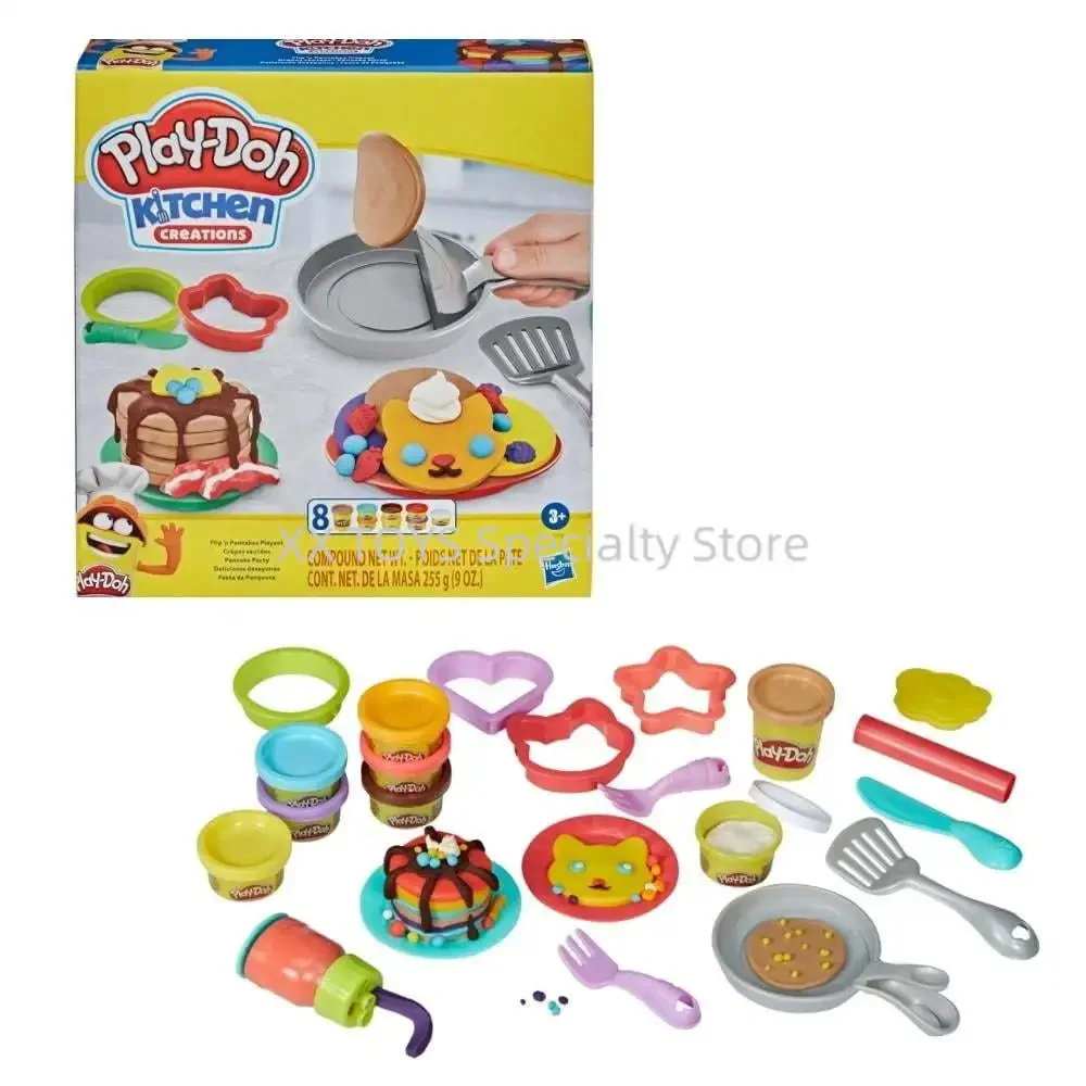 

Hasbro Play-Doh Kitchen Creations Flip 'n Pancakes Playset With 8 Colors 14 Pieces Play House Preschool Toy Kids Birthday Gifts