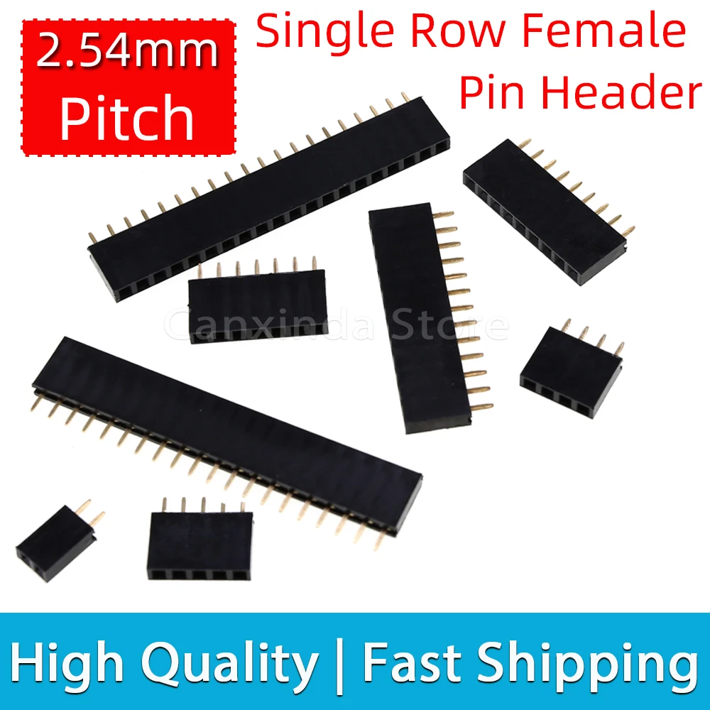 10pcs Single Row Female Pin Header Socket Pitch 2.54mm 1x2p 3p 4p 5p 6p 7p 8p 9p 10p 12p 14p 16p 18p 20p 22p 40p Pin Connector