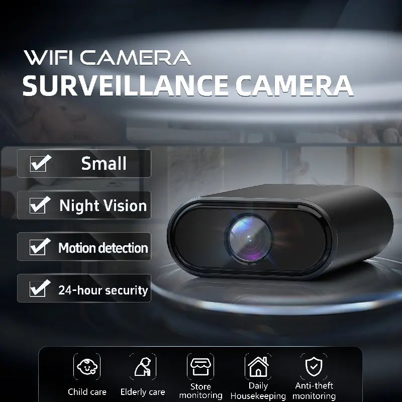 كاميرا مراقبة ذكية صغيرة HD للرؤية الليلية كشف الحركة إنذار للمحلات التجارية المنزلية المرآب المحمولة اللاسلكية عن بعد