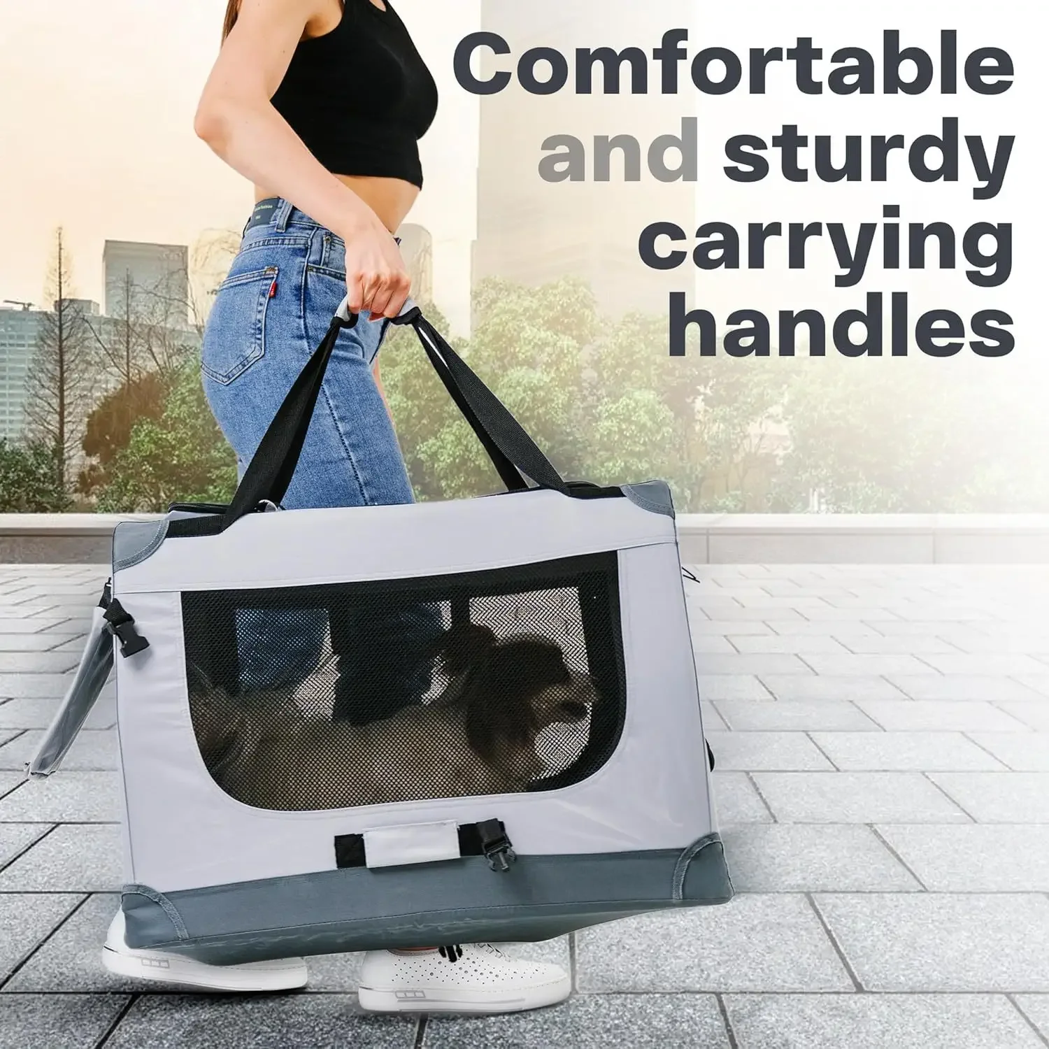 New Style Pet Portable Foldable Cage Bag Car Mounted Dog Cage Pet Outdoor Bag for Cats Dogs Handheld Dog Crate Pet Travel Cage view 6