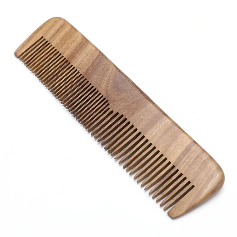 Long Tooth Green Sandalwood Comb, Logotipo personalizado Beard Comb, Pente do tamanho do bolso para o rosto embelezar moda, presente de aniversário,