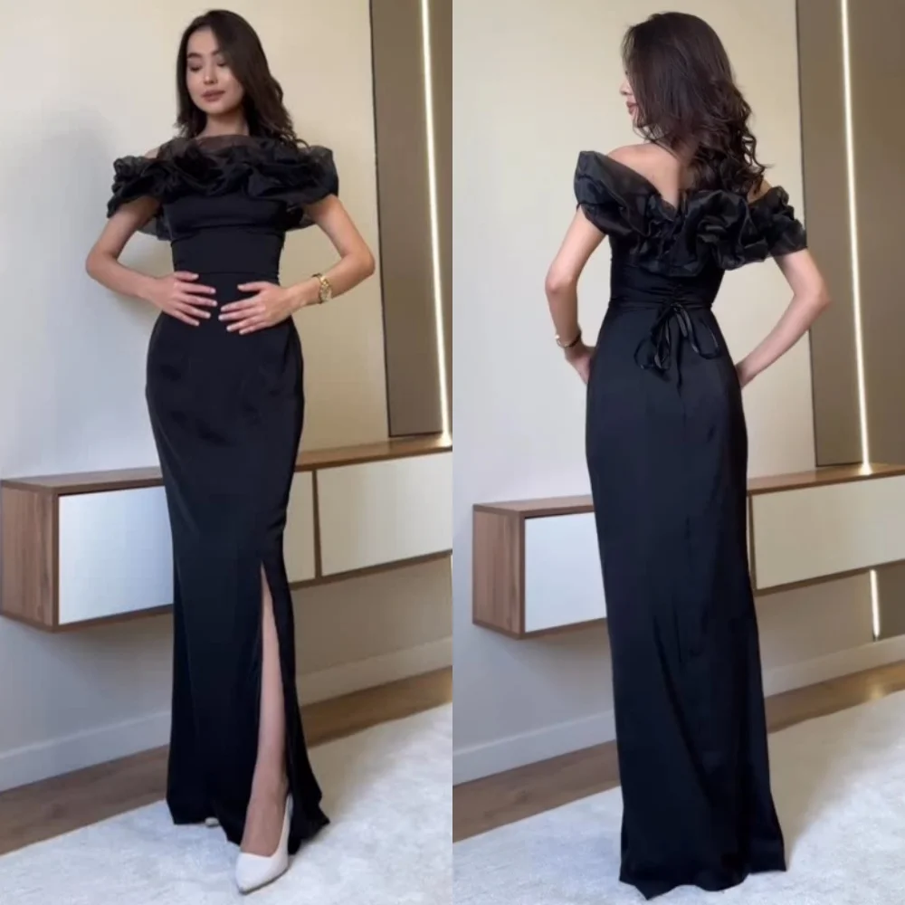 

Customized Modern Style Jersey Pleat Trumpet Off-the-shoulder Long Dresses Bespoke Occasion Fashion Sexy