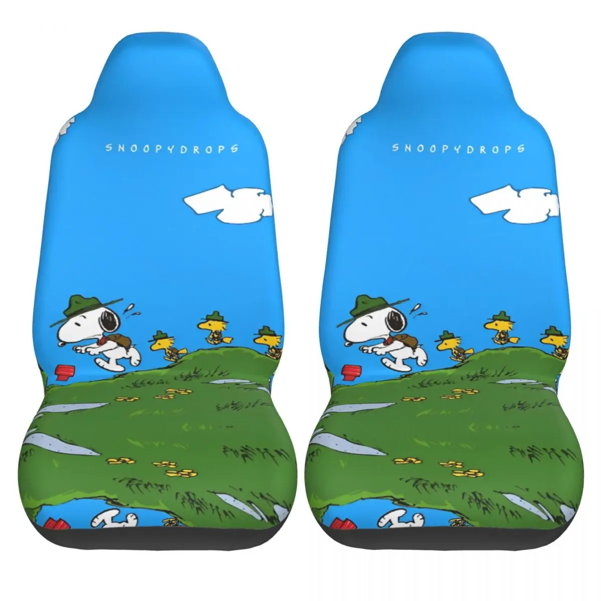 Snoopys Cartoon Dog Car Seat Cover Flexible Seat Covers Set Of 2 Universal Fit for Cars Sedans SUV and Truck