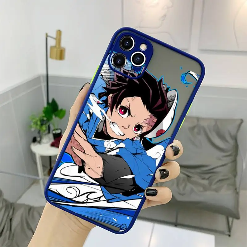 Anime Demon Slayer Téléphone étui pour iphone 11 12 13 Pro MAX X XS Max XR Mini 7 8 Plus Kimetsu No Yaiba Couverture En Silicone Dur