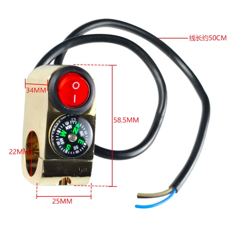 

Motorcycle ATV 22mm Handlebar Horn Headlight Combination Switch Button Motor Switches Turn Signal Come with a compass