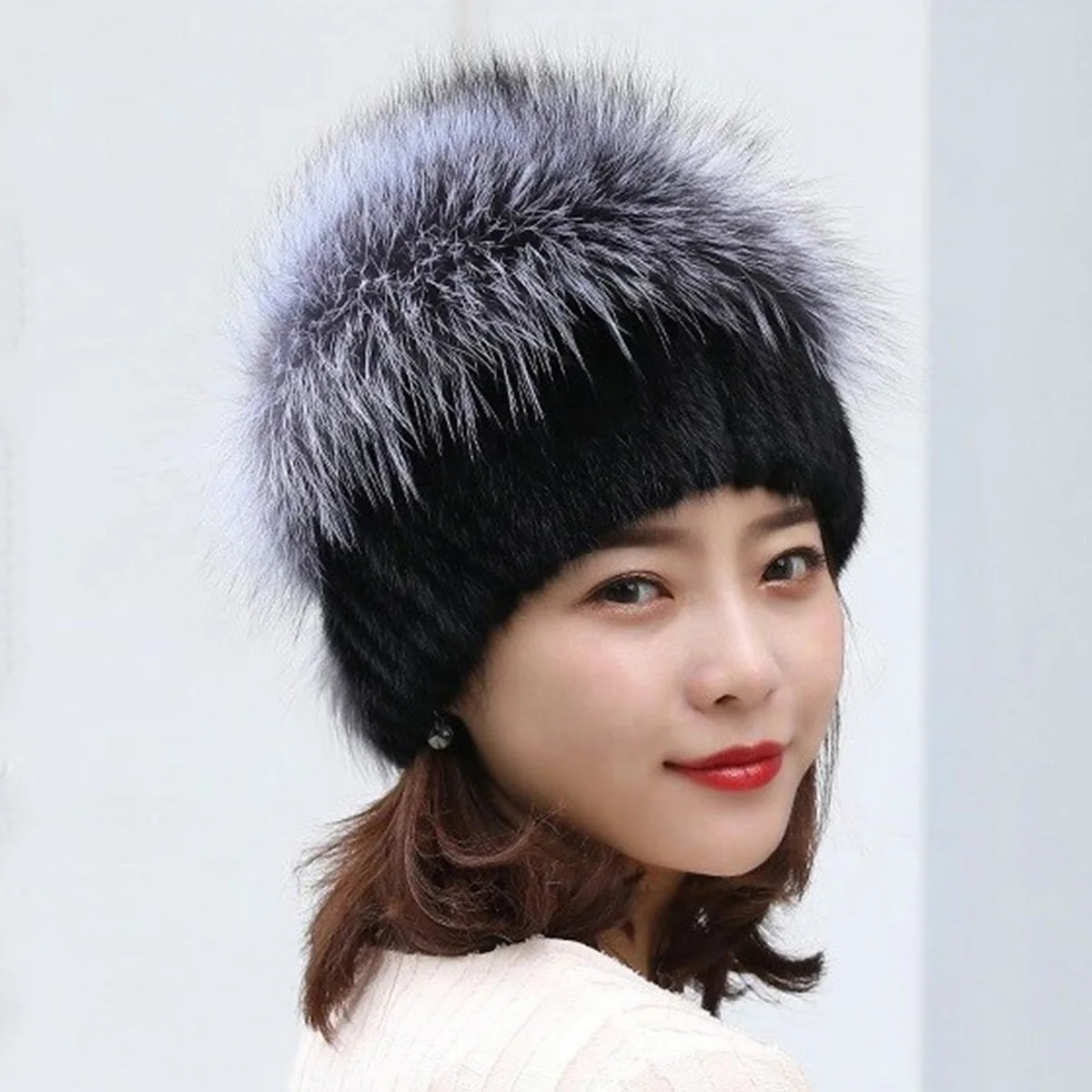 

Женская шапка из натурального норкового меха, теплая шапка-бини, головные уборы, уличные путешествия, лыжи, натуральные зимние аксессуары, мех из натуральной шерсти для русского языка