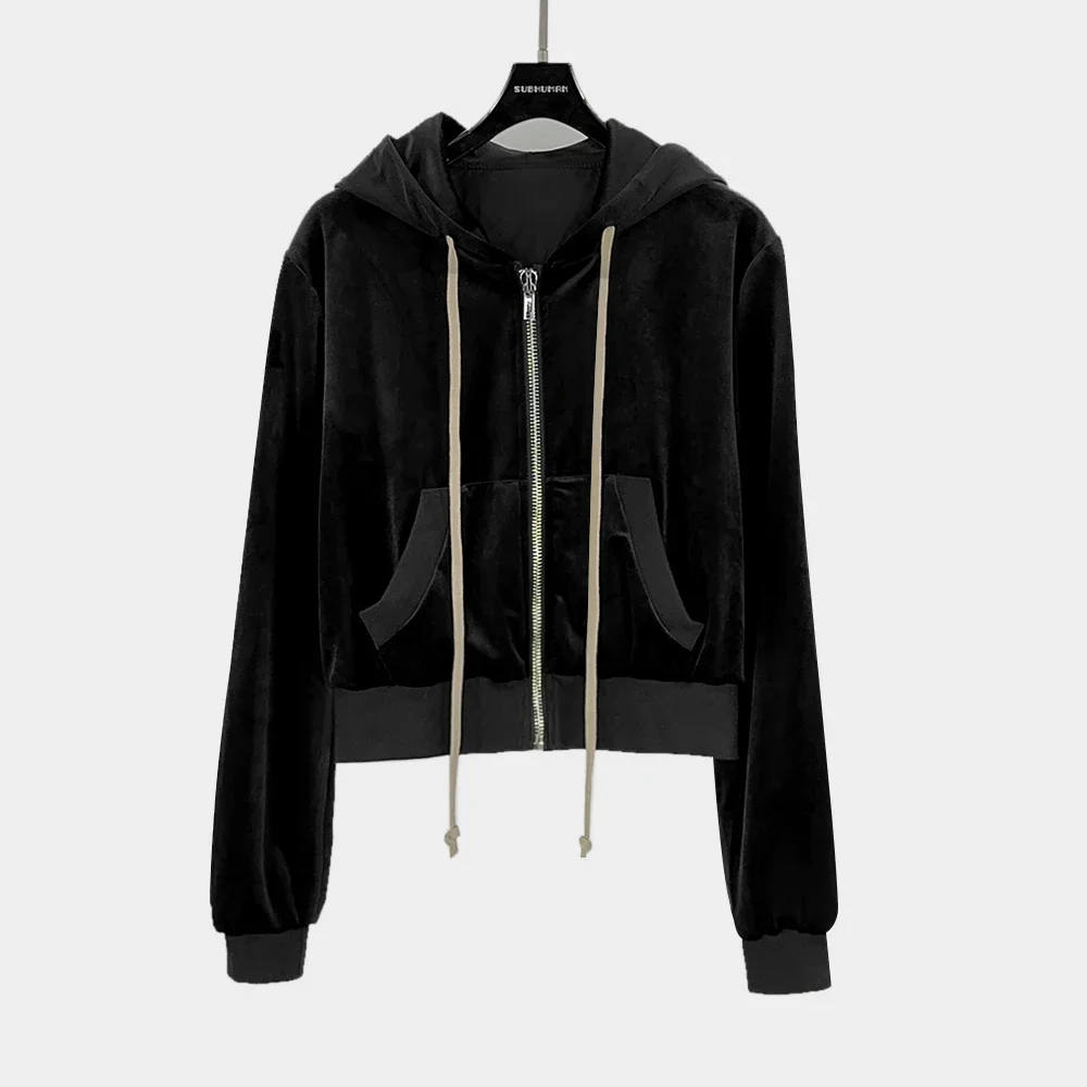

Women Hoodies Sweatshirts Gothic Sweater Women's Clothing Autumn High Street Hip Hop Zip Black Coat Jacket
